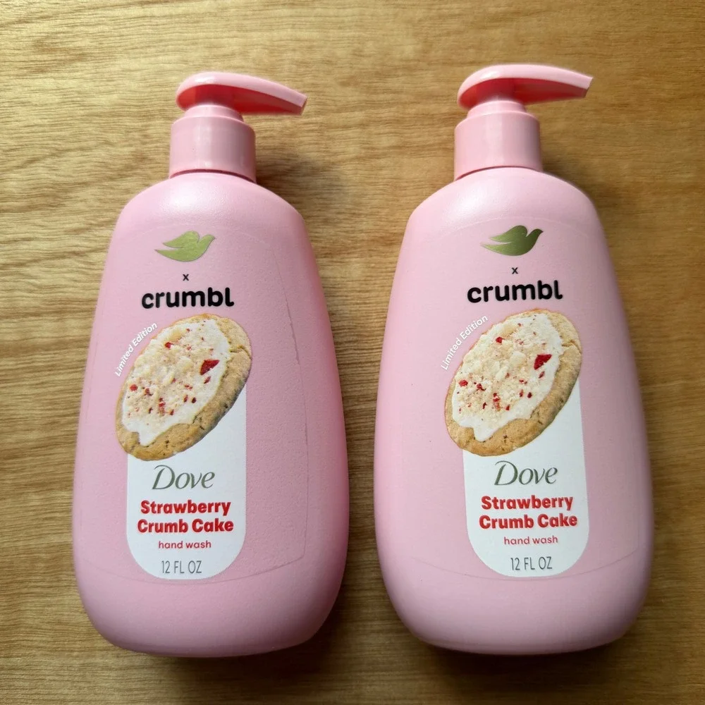 Dove Crumbl Strawberry Crumb Cake Hand Wash 12oz Set of 2 Pink product cookie